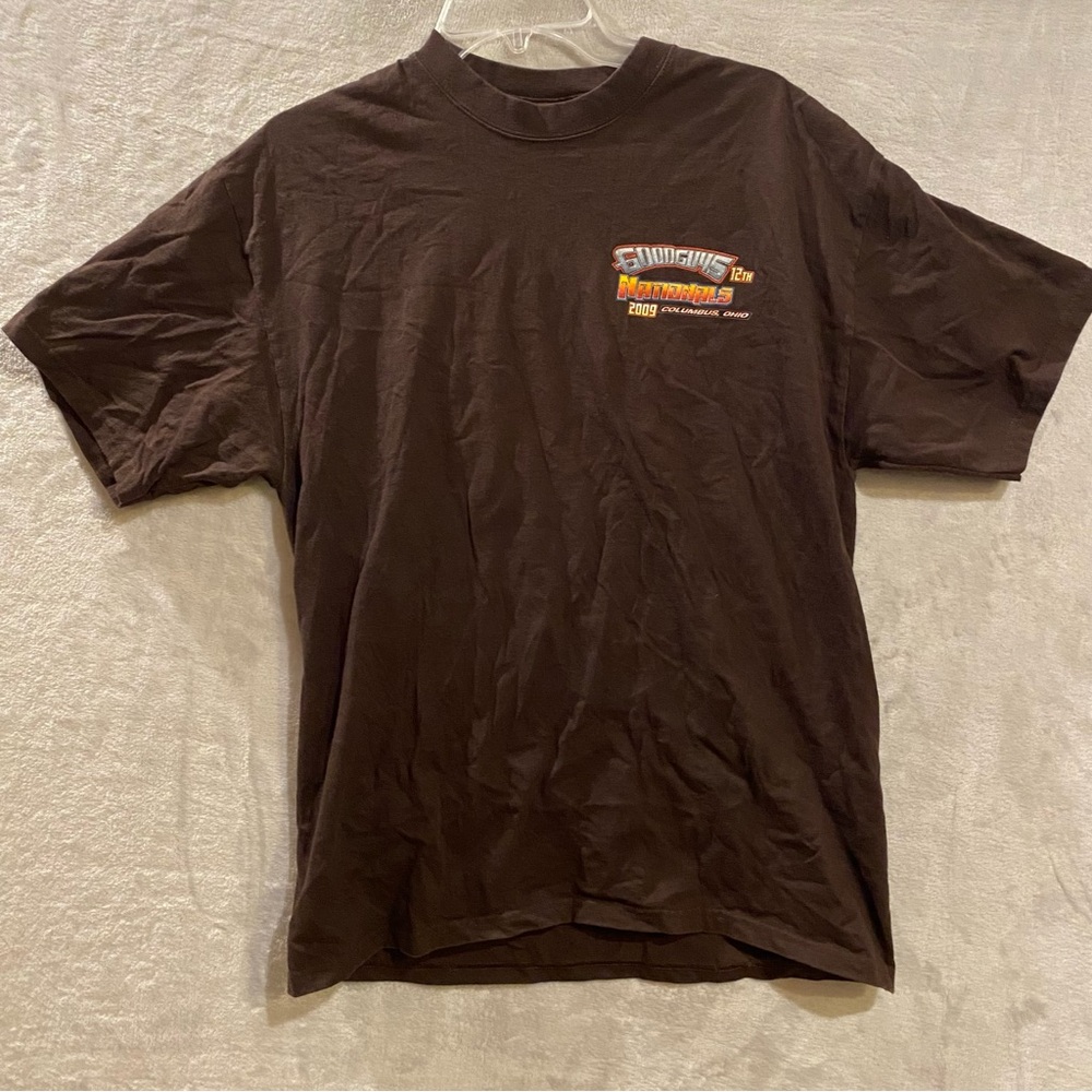 Goodguys 12th Nationals Shirt Men’s Large Brown Tee 2009 Columbus Ohio Hot Rods